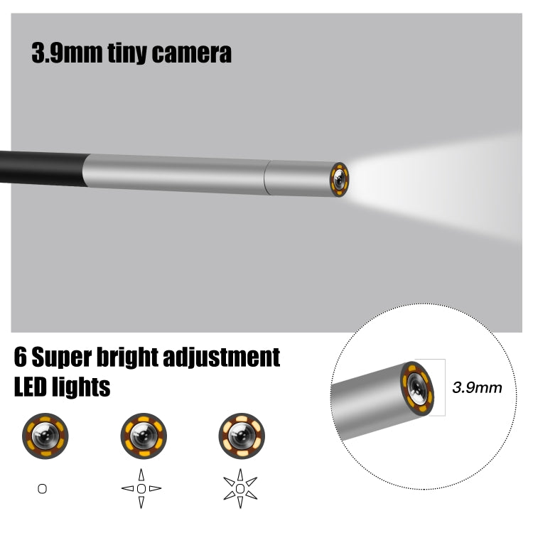 Endoscope industriel portable étanche HD P40 3,9mm rouge à écran vertical intégré, 2m, 5m, 10m