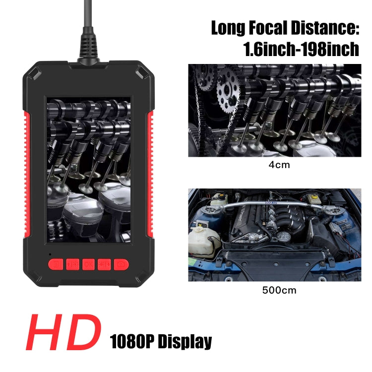 Endoscope industriel portable étanche HD P40 3,9mm rouge à écran vertical intégré, 2m, 5m, 10m