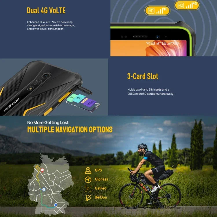 Ulefone Armor X12 Pro, téléphone robuste certifié IP68/IP69K, écran 5,45 pouces, Android 15, processeur octa-core MediaTek Helio G36, réseau : 4G, NFC, 4 Go de RAM + 64 Go de stockage
