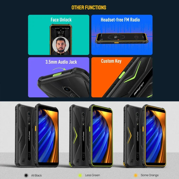 Ulefone Armor X12 Pro, téléphone robuste certifié IP68/IP69K, écran 5,45 pouces, Android 15, processeur octa-core MediaTek Helio G36, réseau : 4G, NFC, 4 Go de RAM + 64 Go de stockage