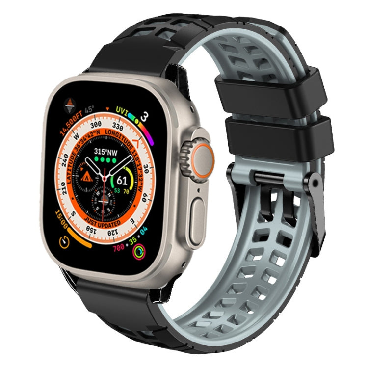 Bracelet de montre en silicone à boucle double rangée en sergé, pour Apple Watch Ultra 49mm, pour Apple Watch SE 2023 44mm, pour Apple Watch SE 2023 40mm, pour Apple Watch Ultra 2 49mm, pour Apple Watch Series 9 45mm