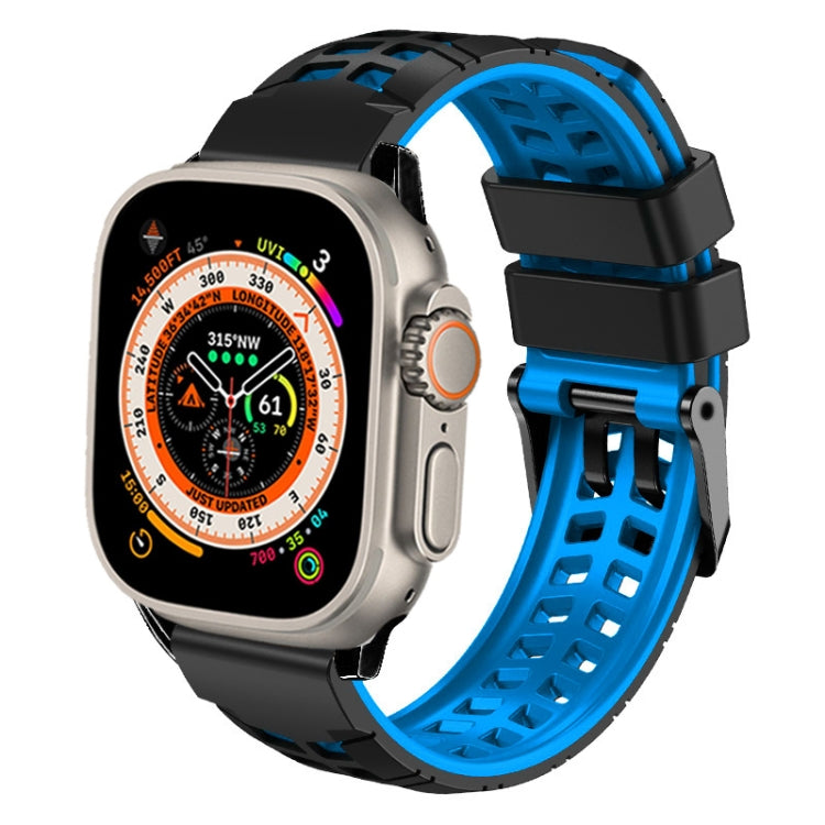 Bracelet de montre en silicone à boucle double rangée en sergé, pour Apple Watch Ultra 49mm, pour Apple Watch SE 2023 44mm, pour Apple Watch SE 2023 40mm, pour Apple Watch Ultra 2 49mm, pour Apple Watch Series 9 45mm
