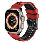 Bracelet de montre en silicone à boucle double rangée en sergé, pour Apple Watch Ultra 49mm, pour Apple Watch SE 2023 44mm, pour Apple Watch SE 2023 40mm, pour Apple Watch Ultra 2 49mm, pour Apple Watch Series 9 45mm