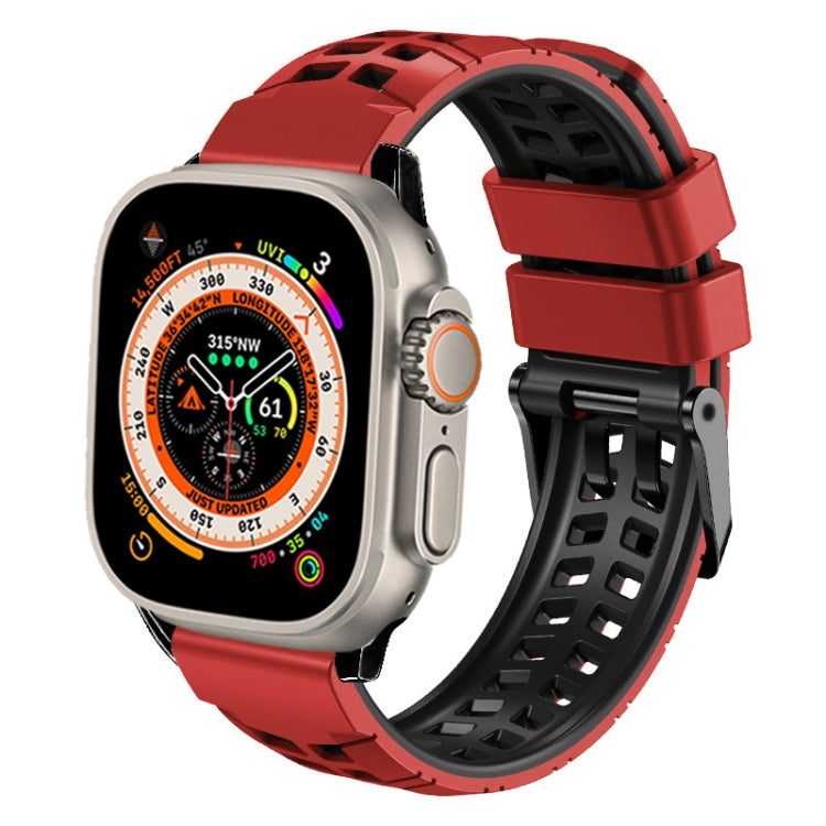Bracelet de montre en silicone à boucle double rangée en sergé, pour Apple Watch Ultra 49mm, pour Apple Watch SE 2023 44mm, pour Apple Watch SE 2023 40mm, pour Apple Watch Ultra 2 49mm, pour Apple Watch Series 9 45mm