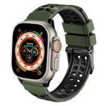Bracelet de montre en silicone à boucle double rangée en sergé, pour Apple Watch Ultra 49mm, pour Apple Watch SE 2023 44mm, pour Apple Watch SE 2023 40mm, pour Apple Watch Ultra 2 49mm, pour Apple Watch Series 9 45mm