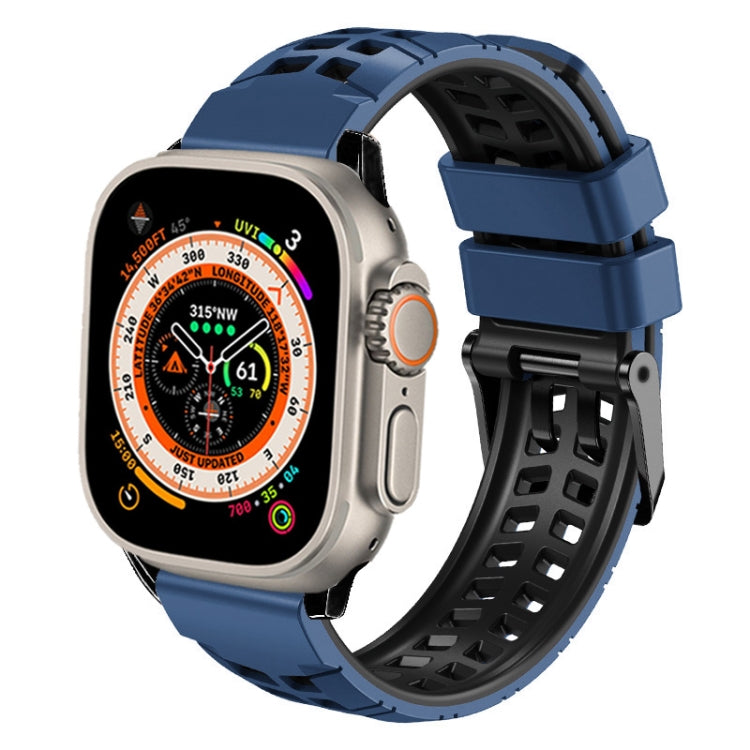 Bracelet de montre en silicone à boucle double rangée en sergé, pour Apple Watch Ultra 49mm, pour Apple Watch SE 2023 44mm, pour Apple Watch SE 2023 40mm, pour Apple Watch Ultra 2 49mm, pour Apple Watch Series 9 45mm