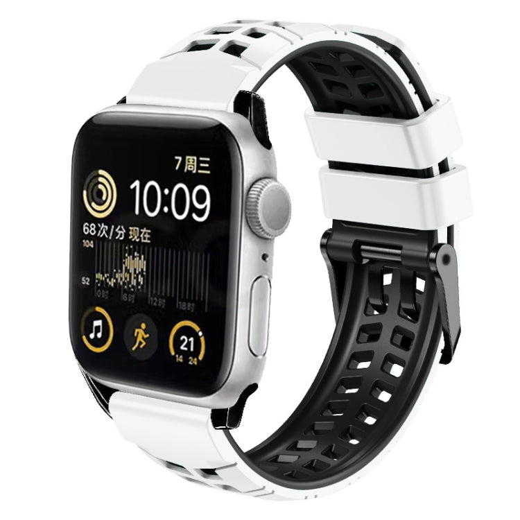 Bracelet de montre en silicone à boucle double rangée en sergé, pour Apple Watch SE 2022 40mm, pour Apple Watch SE 2022 44mm, pour Apple Watch Series 9 41mm, pour Apple Watch Series 8 41mm, pour Apple Watch Series 8 45mm