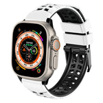 Bracelet de montre en silicone à boucle double rangée en sergé, pour Apple Watch Ultra 49mm, pour Apple Watch SE 2023 44mm, pour Apple Watch SE 2023 40mm, pour Apple Watch Ultra 2 49mm, pour Apple Watch Series 9 45mm
