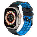 Bracelet de montre en silicone à boucle double rangée en sergé, pour Apple Watch Ultra 49mm, pour Apple Watch SE 2023 44mm, pour Apple Watch SE 2023 40mm, pour Apple Watch Ultra 2 49mm, pour Apple Watch Series 9 45mm