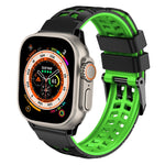 Bracelet de montre en silicone à boucle double rangée en sergé, pour Apple Watch Ultra 49mm, pour Apple Watch SE 2023 44mm, pour Apple Watch SE 2023 40mm, pour Apple Watch Ultra 2 49mm, pour Apple Watch Series 9 45mm