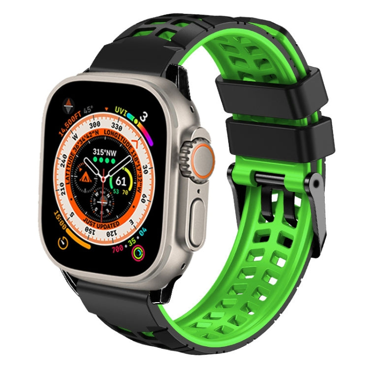 Bracelet de montre en silicone à boucle double rangée en sergé, pour Apple Watch Ultra 49mm, pour Apple Watch SE 2023 44mm, pour Apple Watch SE 2023 40mm, pour Apple Watch Ultra 2 49mm, pour Apple Watch Series 9 45mm