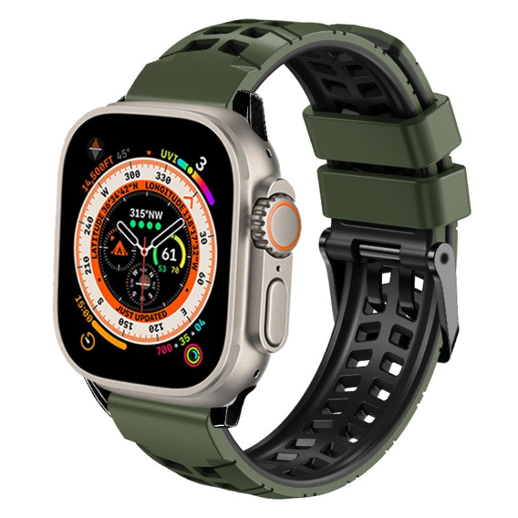Bracelet de montre en silicone à boucle double rangée en sergé, pour Apple Watch Ultra 49mm, pour Apple Watch SE 2023 44mm, pour Apple Watch SE 2023 40mm, pour Apple Watch Ultra 2 49mm, pour Apple Watch Series 9 45mm