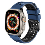 Bracelet de montre en silicone à boucle double rangée en sergé, pour Apple Watch Ultra 49mm, pour Apple Watch SE 2023 44mm, pour Apple Watch SE 2023 40mm, pour Apple Watch Ultra 2 49mm, pour Apple Watch Series 9 45mm
