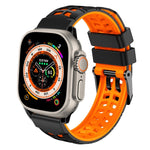 Bracelet de montre en silicone à boucle double rangée en sergé, pour Apple Watch Ultra 49mm, pour Apple Watch SE 2023 44mm, pour Apple Watch SE 2023 40mm, pour Apple Watch Ultra 2 49mm, pour Apple Watch Series 9 45mm