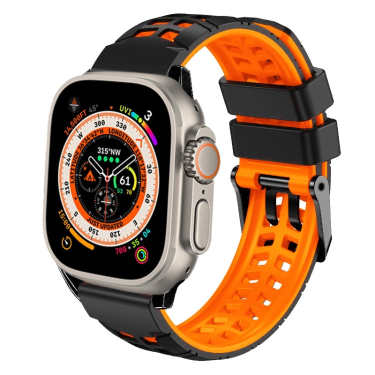 Bracelet de montre en silicone à boucle double rangée en sergé, pour Apple Watch Ultra 49mm, pour Apple Watch SE 2023 44mm, pour Apple Watch SE 2023 40mm, pour Apple Watch Ultra 2 49mm, pour Apple Watch Series 9 45mm