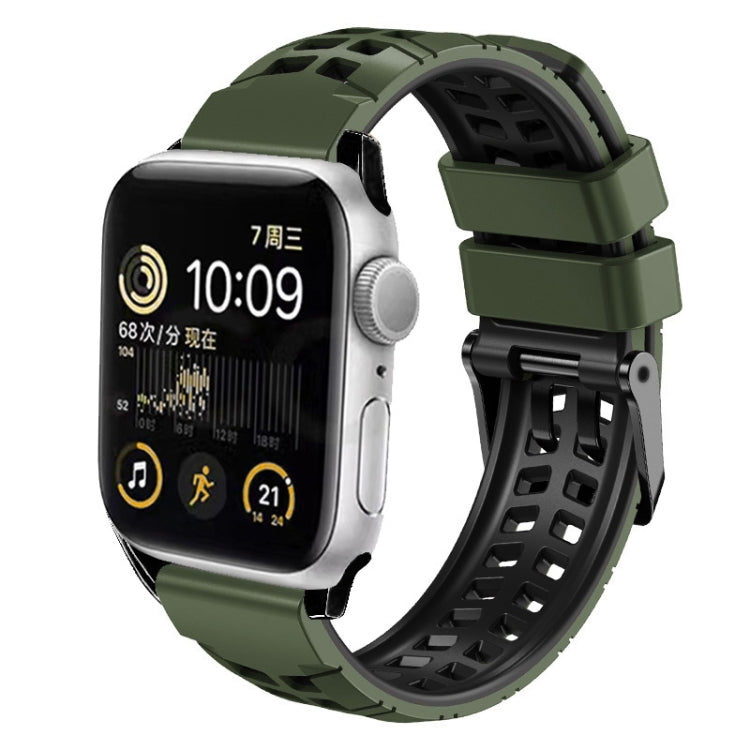 Bracelet de montre en silicone à boucle double rangée en sergé, pour Apple Watch Ultra 49mm, pour Apple Watch SE 2023 44mm, pour Apple Watch SE 2023 40mm, pour Apple Watch Ultra 2 49mm, pour Apple Watch Series 9 45mm