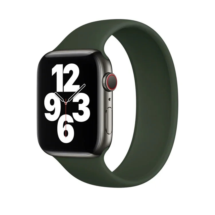 Pour bracelet de montre en silicone élastique de couleur unie pour Apple Watch Series 8&7 41mm / SE 2&6&SE&5&4 40mm / 3&2&1 38mm, taille : M 143mm (Bleu Aqua), taille : M 143mm