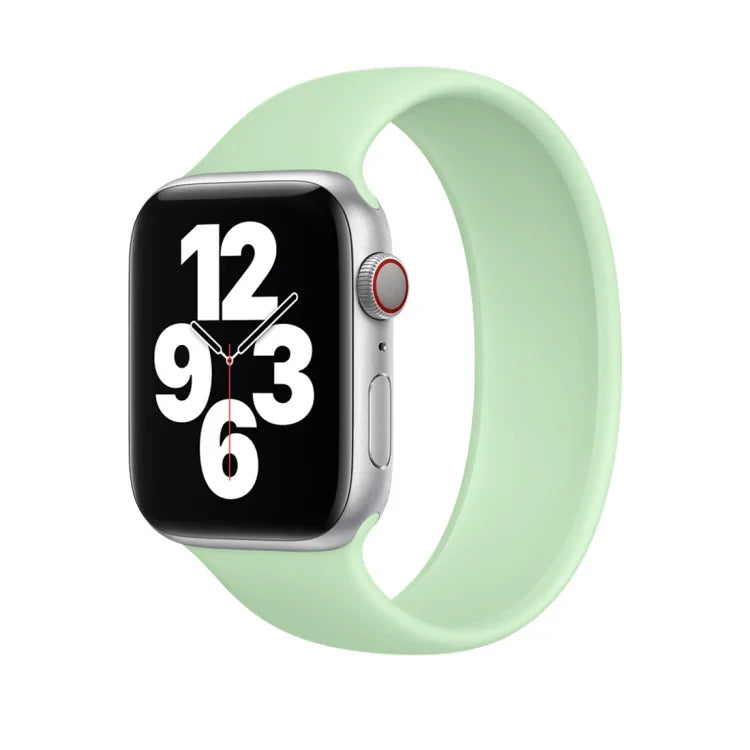 Pour bracelet de montre en silicone élastique de couleur unie pour Apple Watch Series 8&7 41mm / SE 2&6&SE&5&4 40mm / 3&2&1 38mm, taille : M 143mm (Bleu Aqua), taille : M 143mm
