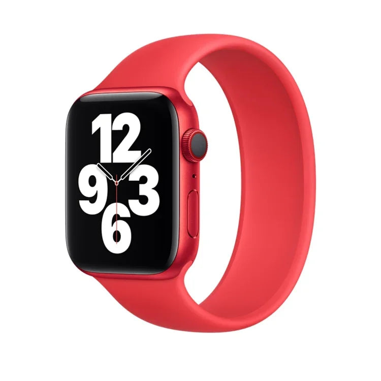 Pour bracelet de montre en silicone élastique de couleur unie pour Apple Watch Series 8&7 41mm / SE 2&6&SE&5&4 40mm / 3&2&1 38mm, taille : M 143mm (Bleu Aqua), taille : M 143mm