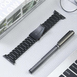 Bracelet de montre en acier titane à cinq perles, pour Apple Watch Series 6 44mm, pour Apple Watch Series 5 44mm, pour Apple Watch Series 5 40mm, pour Apple Watch Series 4 44mm, pour Apple Watch 42mm, pour Apple Watch Series 3 38mm, pour Apple Watch 38mm