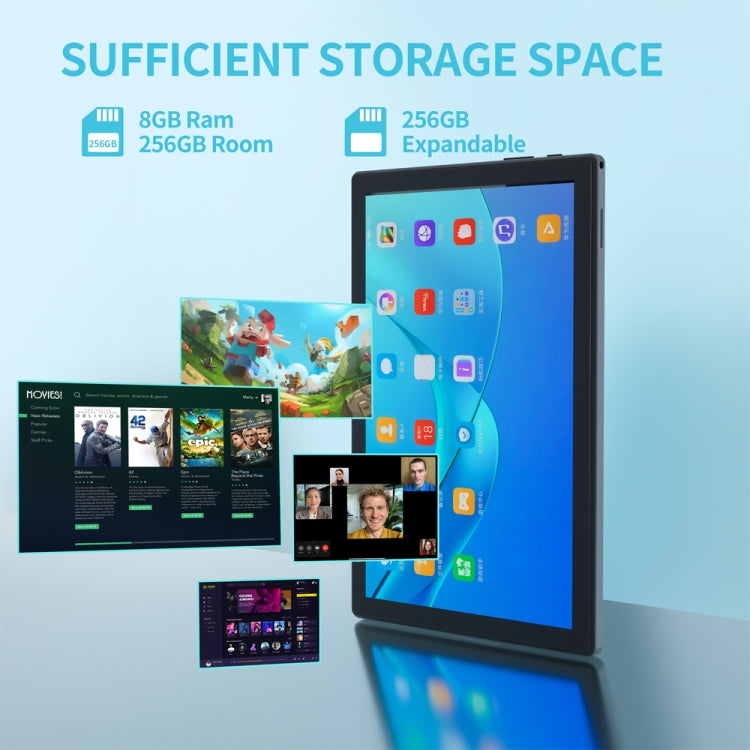Tablette PC BDF P70 4G LTE 10,1 pouces, Android 12 MTK6762 Octa Core, Supporte double SIM, Prise EU, 8 Go+256 Go