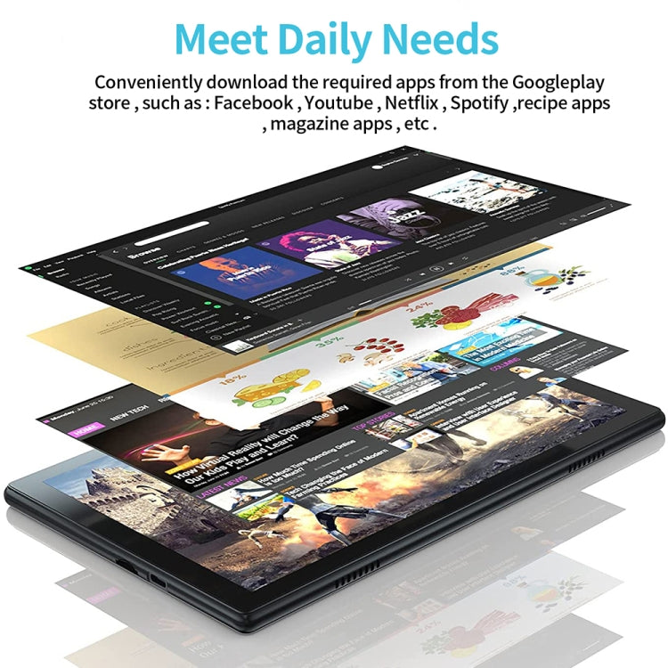 Tablette PC BDF P70 4G LTE 10,1 pouces, Android 12 MTK6762 Octa Core, Supporte double SIM, Prise EU, 8 Go+256 Go