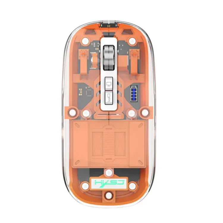 Souris de jeu sans fil magnétique transparente HXSJ T900 à trois modes