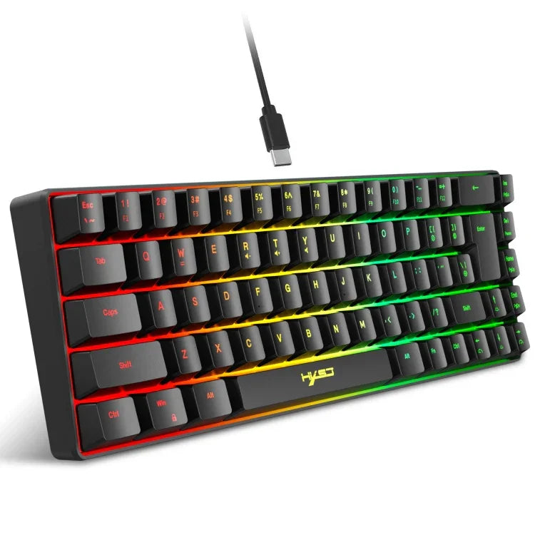 Clavier mécanique filaire HXSJ V200 avec rétroéclairage RGB, 68 touches, longueur de câble : 1,7 m, V200 Noir, V200 Blanc