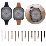 Bracelet de montre en cuir véritable fin en forme de T, pour Apple Watch Series 9 41mm, pour Apple Watch Ultra 49mm, pour Apple Watch Series 8 41mm, pour Apple Watch Series 8 45mm, pour Apple Watch SE 2022 40mm, pour Apple Watch SE 2022 44mm