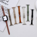 T-shaped Slim Genuine Leather Watch Band, For Apple Watch Series 10 46mm, For Apple Watch Series 10 42mm, For Apple Watch SE 2023 44mm, For Apple Watch SE 2023 40mm, For Apple Watch Ultra 2 49mm, For Apple Watch Series 9 45mm