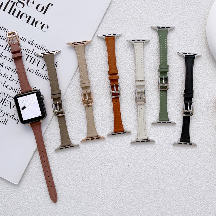 Bracelet de montre en cuir véritable fin en forme de T, pour Apple Watch Series 9 41mm, pour Apple Watch Ultra 49mm, pour Apple Watch Series 8 41mm, pour Apple Watch Series 8 45mm, pour Apple Watch SE 2022 40mm, pour Apple Watch SE 2022 44mm
