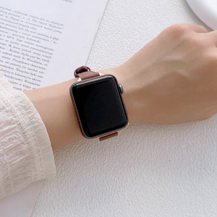 Bracelet de montre en cuir véritable fin en forme de T, pour Apple Watch Series 9 41mm, pour Apple Watch Ultra 49mm, pour Apple Watch Series 8 41mm, pour Apple Watch Series 8 45mm, pour Apple Watch SE 2022 40mm, pour Apple Watch SE 2022 44mm