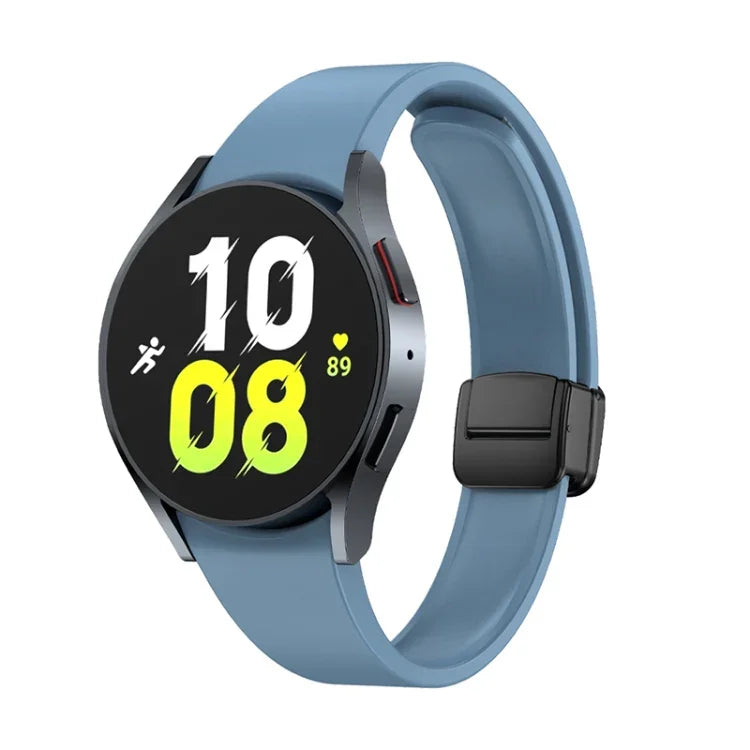 Magnetic Folding Black Buckle Silicone Watch Band, For Samsung Galaxy Watch 6