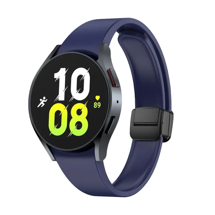 Magnetic Folding Black Buckle Silicone Watch Band, For Samsung Galaxy Watch 6