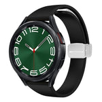 Magnetic Silver Buckle Slim Silicone Watch Band, For Samsung Galaxy Watch 6 / 6 Classic