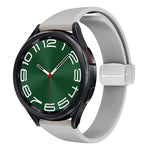Magnetic Silver Buckle Slim Silicone Watch Band, For Samsung Galaxy Watch 6 / 6 Classic