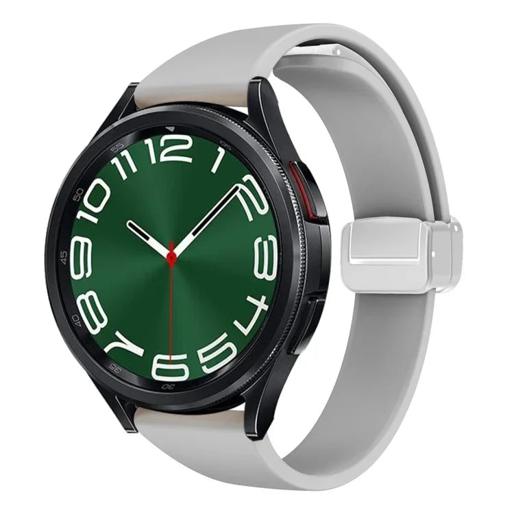 Magnetic Silver Buckle Slim Silicone Watch Band, For Samsung Galaxy Watch 6 / 6 Classic