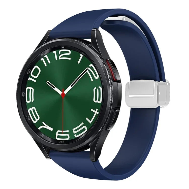 Magnetic Silver Buckle Slim Silicone Watch Band, For Samsung Galaxy Watch 6 / 6 Classic