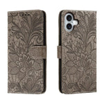 Étui de téléphone en cuir gaufré de fleur de dentelle, pour iPhone 17e / 16e, pour iPhone 17 Pro Max, pour iPhone 17 Pro, pour iPhone 17, pour iPhone Air, pour iPhone 16 Pro Max, pour iPhone 16 Pro, pour iPhone 16 Plus