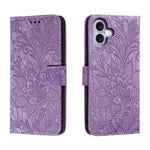 Étui de téléphone en cuir gaufré de fleur de dentelle, pour iPhone 17e / 16e, pour iPhone 17 Pro Max, pour iPhone 17 Pro, pour iPhone 17, pour iPhone Air, pour iPhone 16 Pro Max, pour iPhone 16 Pro, pour iPhone 16 Plus