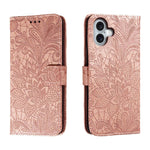 Étui de téléphone en cuir gaufré de fleur de dentelle, pour iPhone 17e / 16e, pour iPhone 17 Pro Max, pour iPhone 17 Pro, pour iPhone 17, pour iPhone Air, pour iPhone 16 Pro Max, pour iPhone 16 Pro, pour iPhone 16 Plus