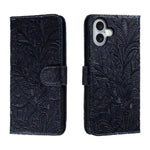 Étui de téléphone en cuir gaufré de fleur de dentelle, pour iPhone 17e / 16e, pour iPhone 17 Pro Max, pour iPhone 17 Pro, pour iPhone 17, pour iPhone Air, pour iPhone 16 Pro Max, pour iPhone 16 Pro, pour iPhone 16 Plus
