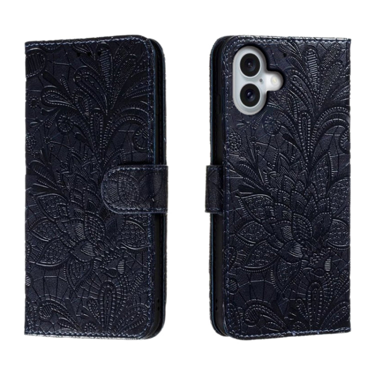 Étui de téléphone en cuir gaufré de fleur de dentelle, pour iPhone 17e / 16e, pour iPhone 17 Pro Max, pour iPhone 17 Pro, pour iPhone 17, pour iPhone Air, pour iPhone 16 Pro Max, pour iPhone 16 Pro, pour iPhone 16 Plus