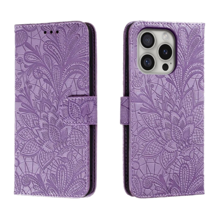 Étui de téléphone en cuir gaufré de fleur de dentelle, pour iPhone 17e / 16e, pour iPhone 17 Pro Max, pour iPhone 17 Pro, pour iPhone 17, pour iPhone Air, pour iPhone 16 Pro Max, pour iPhone 16 Pro, pour iPhone 16 Plus