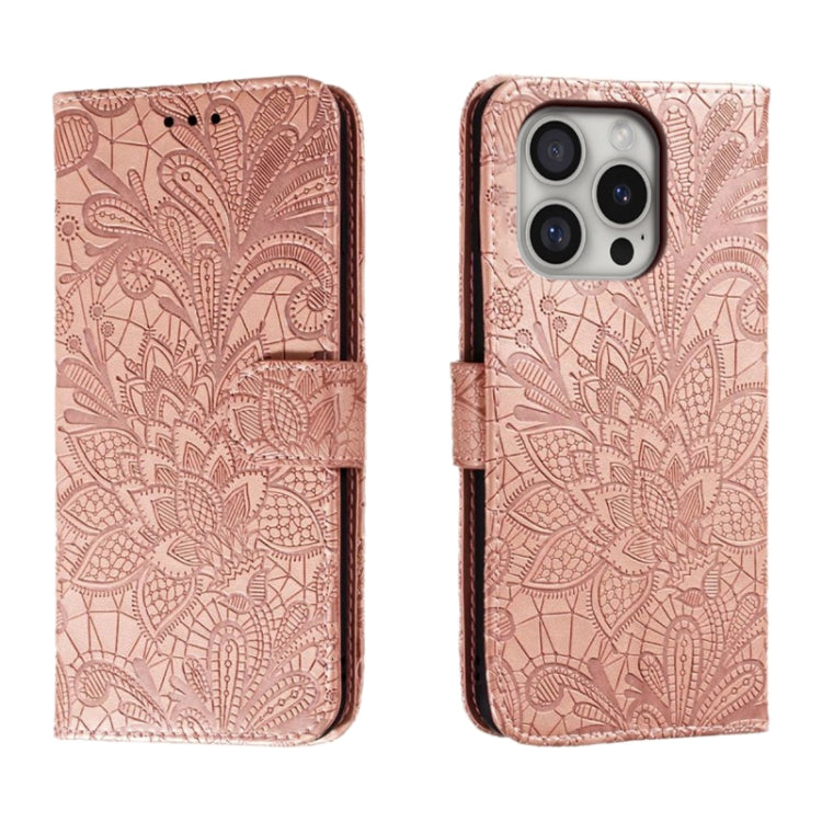 Étui de téléphone en cuir gaufré de fleur de dentelle, pour iPhone 17e / 16e, pour iPhone 17 Pro Max, pour iPhone 17 Pro, pour iPhone 17, pour iPhone Air, pour iPhone 16 Pro Max, pour iPhone 16 Pro, pour iPhone 16 Plus