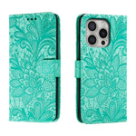 Étui de téléphone en cuir gaufré de fleur de dentelle, pour iPhone 17e / 16e, pour iPhone 17 Pro Max, pour iPhone 17 Pro, pour iPhone 17, pour iPhone Air, pour iPhone 16 Pro Max, pour iPhone 16 Pro, pour iPhone 16 Plus