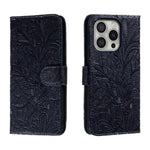 Étui de téléphone en cuir gaufré de fleur de dentelle, pour iPhone 17e / 16e, pour iPhone 17 Pro Max, pour iPhone 17 Pro, pour iPhone 17, pour iPhone Air, pour iPhone 16 Pro Max, pour iPhone 16 Pro, pour iPhone 16 Plus