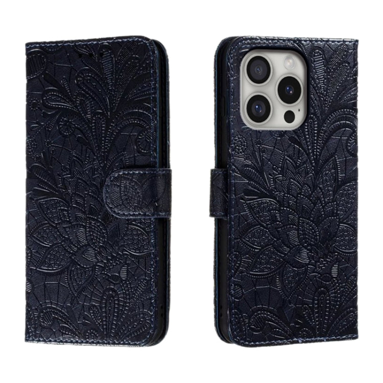 Étui de téléphone en cuir gaufré de fleur de dentelle, pour iPhone 17e / 16e, pour iPhone 17 Pro Max, pour iPhone 17 Pro, pour iPhone 17, pour iPhone Air, pour iPhone 16 Pro Max, pour iPhone 16 Pro, pour iPhone 16 Plus