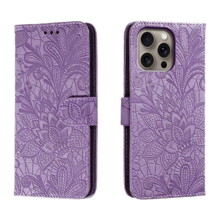Étui de téléphone en cuir gaufré de fleur de dentelle, pour iPhone 17e / 16e, pour iPhone 17 Pro Max, pour iPhone 17 Pro, pour iPhone 17, pour iPhone Air, pour iPhone 16 Pro Max, pour iPhone 16 Pro, pour iPhone 16 Plus