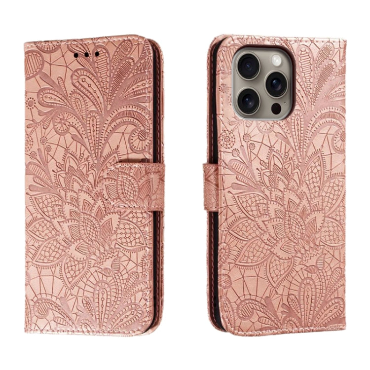 Étui de téléphone en cuir gaufré de fleur de dentelle, pour iPhone 17e / 16e, pour iPhone 17 Pro Max, pour iPhone 17 Pro, pour iPhone 17, pour iPhone Air, pour iPhone 16 Pro Max, pour iPhone 16 Pro, pour iPhone 16 Plus